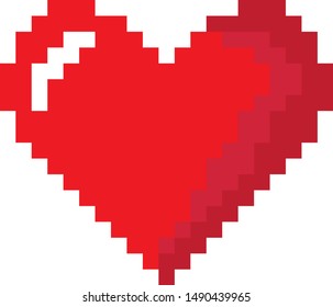 vector pixel heart isolated on a white background