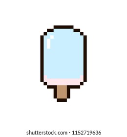 Vector pixel ice cream isolated on white background. 80s-90s style design illustrations - great for stickers, embroidery, badges. Ice cream cartoon badge or logotype.