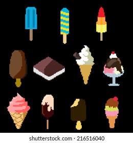 Vector Pixel Ice-cream set