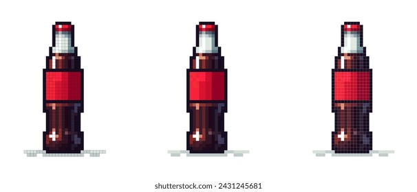 Vector pixel icon of drink bottle on white background