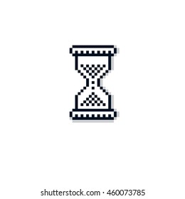 Vector pixel icon isolated, 8bit graphic element. Simplistic hourglass sign, endless time idea.