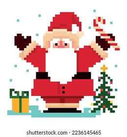 Vector pixel image of Santa.