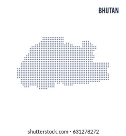 Vector pixel map of Bhutan isolated on white background . Travel vector illustration