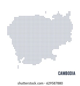 Vector pixel map of Cambodia isolated on white background . Travel vector illustration