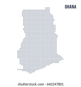 Vector pixel map of Ghana isolated on white background . Travel vector illustration