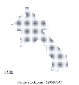 Vector pixel map of Laos isolated on white background . Travel vector illustration