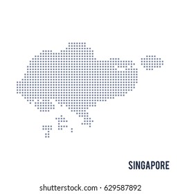 Vector pixel map of Singapore isolated on white background . Travel vector illustration