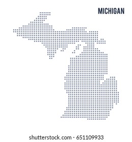 Vector pixel map State of Michigan isolated on white background . Travel vector illustration