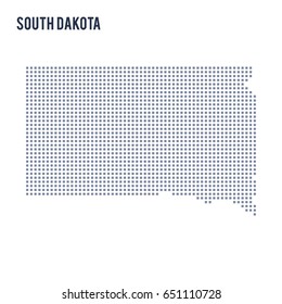 Vector pixel map State of South Dakota isolated on white background . Travel vector illustration