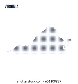 Vector pixel map State of Virginia isolated on white background . Travel vector illustration