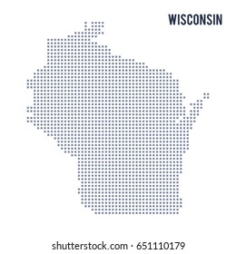 Vector pixel map State of Wisconsin isolated on white background . Travel vector illustration