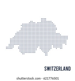 Vector pixel map of Switzerland isolated on white background