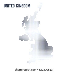 Vector pixel map of United Kingdom isolated on white background