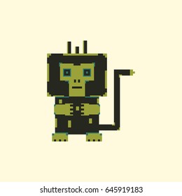 vector pixel monkey