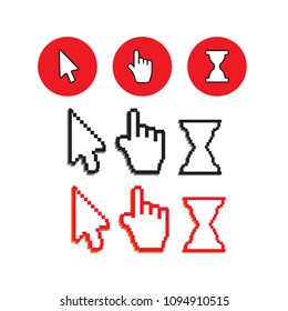Vector Pixel Mouse cursors. Arrow pointer icon