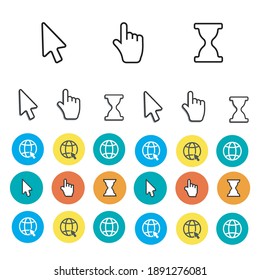Cursores del ratón del vector Pixel. Icono de puntero de flecha