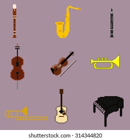 vector pixel musical instruments