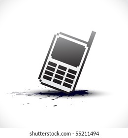 Vektorgrafik-Pixel-Telefon auf grauem Hintergrund