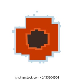 Vector pixel poppy flower. Remembrance day symbol, banner design.  Abstract pixel art background 
