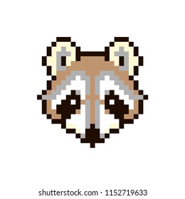 Vector Pixel Raccoon Isolated On White Stock Vector (Royalty Free ...