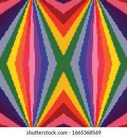 Vector pixel retro futuristic background. Retro Wallpapers. Seamless vector pattern. Pixel art background. 8 bit.