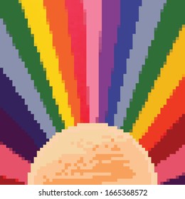 Vector pixel retro futuristic background. Retro Wallpapers. Seamless vector pattern. Pixel art background. 8 bit.