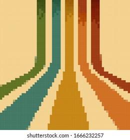 Vector pixel retro futuristic background. Retro Wallpapers. Seamless vector pattern. Vector illustration for website, card, poster, game. Pixel art background. 8 bit.