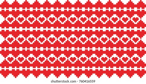 Vector pixel seamless love background with hearts for valentine time