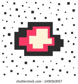 Vector pixel speech bubble. Message box with space for text. Abstract pixel art background