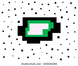 Vector pixel speech bubble. Message box with space for text. Abstract pixel art background