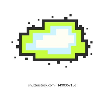 Vector pixel speech bubble. Message box with space for text. Abstract pixel art background