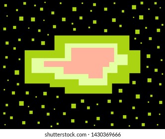 Vector pixel speech bubble. Message box with space for text. Abstract pixel art background