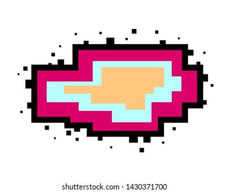 Vector pixel speech bubble. Message box with space for text. Abstract pixel art background