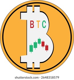 vector of a pixel style bitcoin