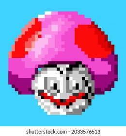 vector con estilo de píxel de imagen de hongo de payaso