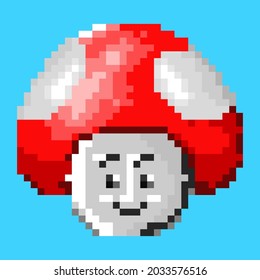 vector en el estilo de píxel de la imagen de hongo rojo lindo