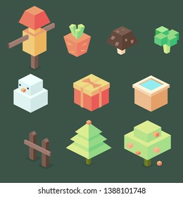 Vector pixel style farm illustration