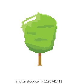 vector pixel style green tree isolated on white. pixel art concept design element