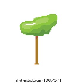 vector pixel style green tree isolated on white. pixel art concept design element