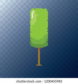 vector pixel style green tree isolated on transparent. pixel art concept design element