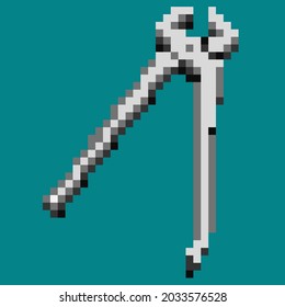 vector with pixel style of iron pincer drawing
