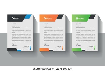Vector pixel style Modern Unique Minimalist concept Business style Letterhead Template Design.