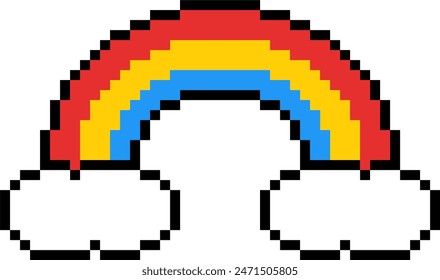 vector of a pixel style rainbow