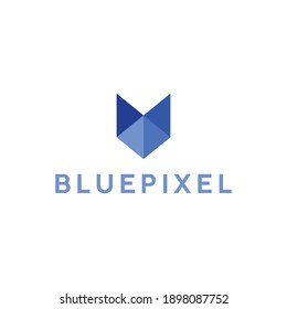 Vector pixel tech logo template for business