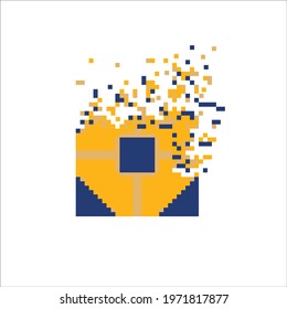 Vector Pixel tile with disintegration effect, illustration for graphic design