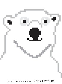 vector pixel white polar bear isolated