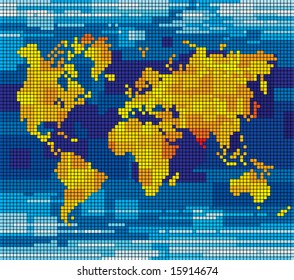 Vector Pixel World Map