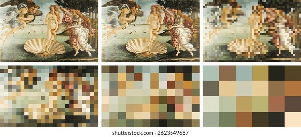 Vector pixelado de Sandro Boticcelli: El nacimiento de Venus