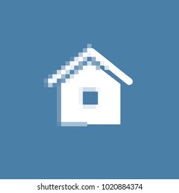 Vector pixelated home icon. 
