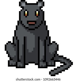 vector pixel-look art panther sit isolated cartoon